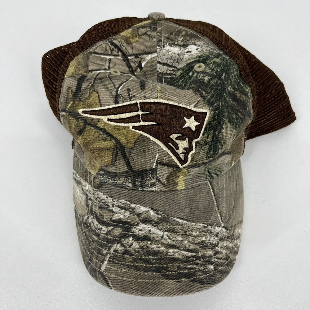 OTS New England Patriots NFL Camo Trucker Hat Snapback Brown Mesh Cap OSFA